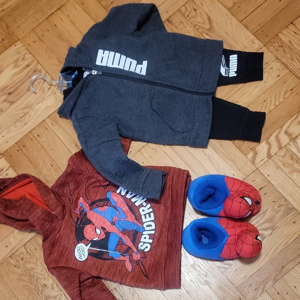 Puma Gray Hoodie and Spider-Man Set